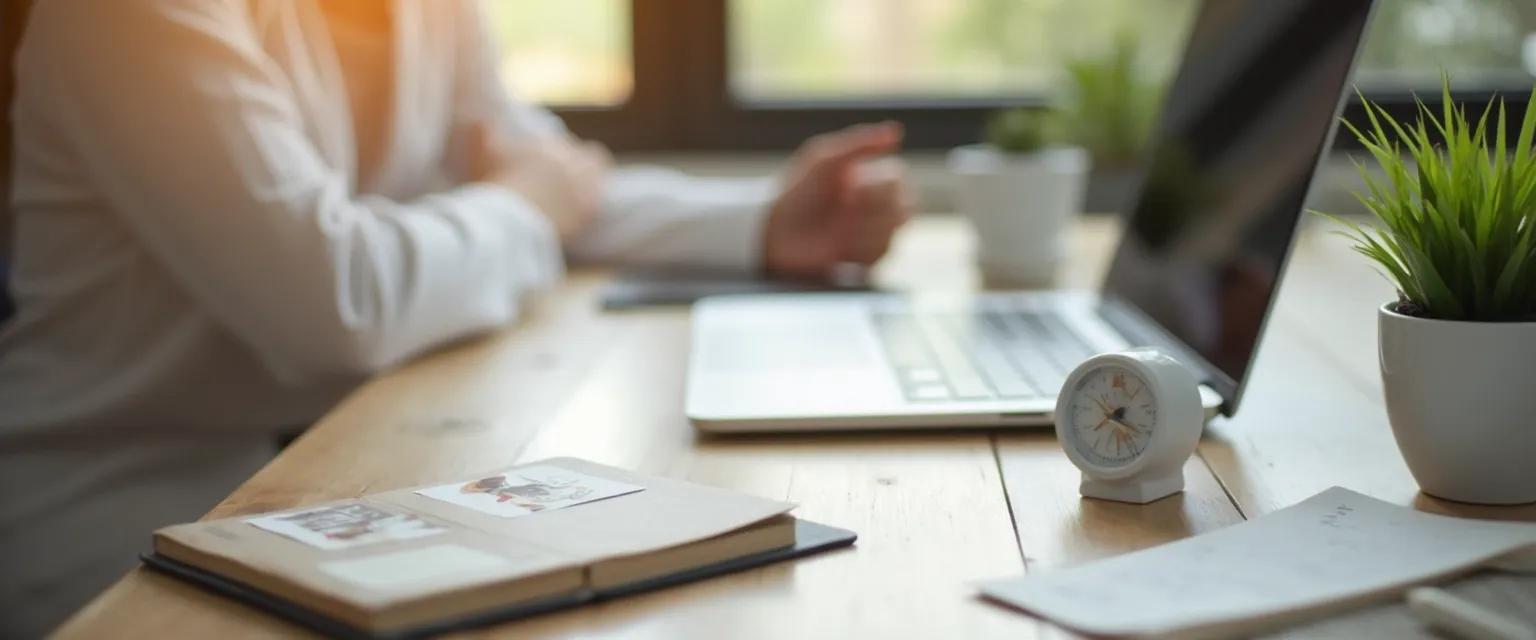 Professional practicing micro-rituals to build resilience in the workplace between meetings