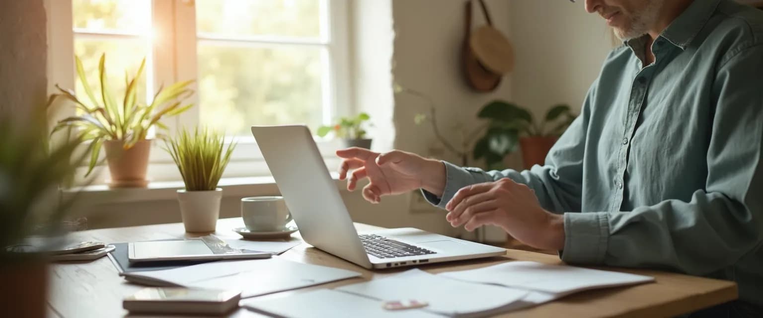 Professional using 5-minute techniques for building resilience in the workplace at their desk