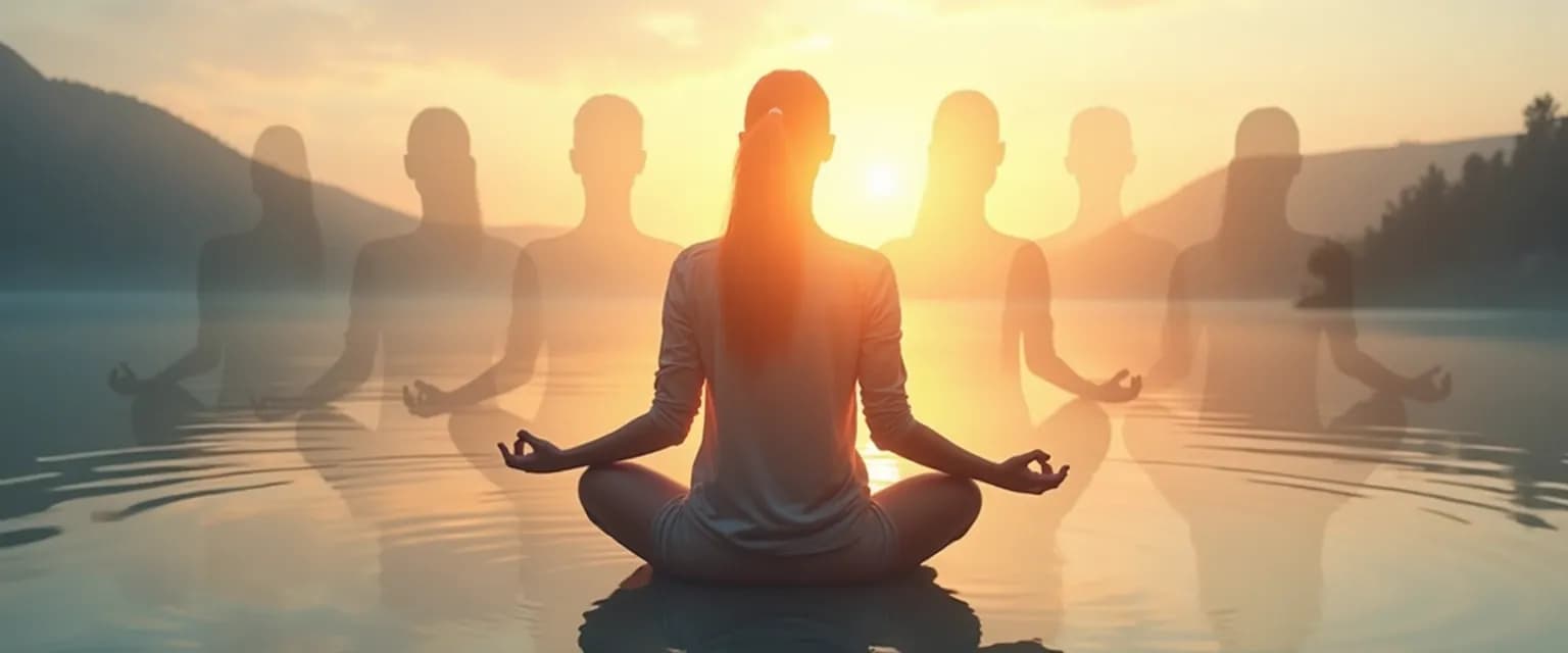 Person practicing self discovery and awareness exercises in front of a mirror