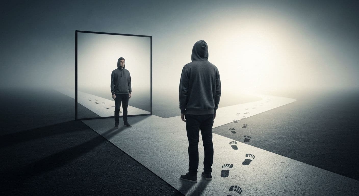 Person taking action steps representing the journey from self awareness and self mastery to behavioral change