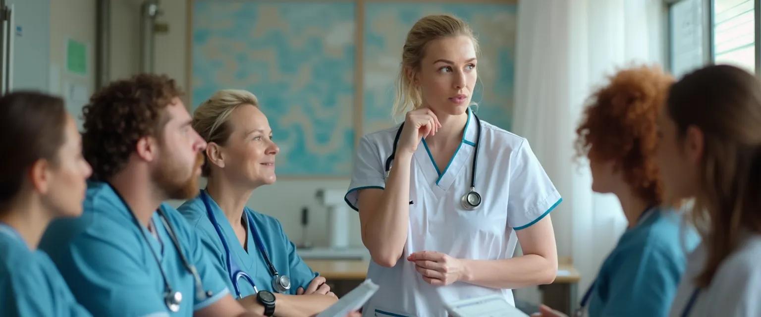 Nurse educator teaching examples of self-awareness in nursing to students