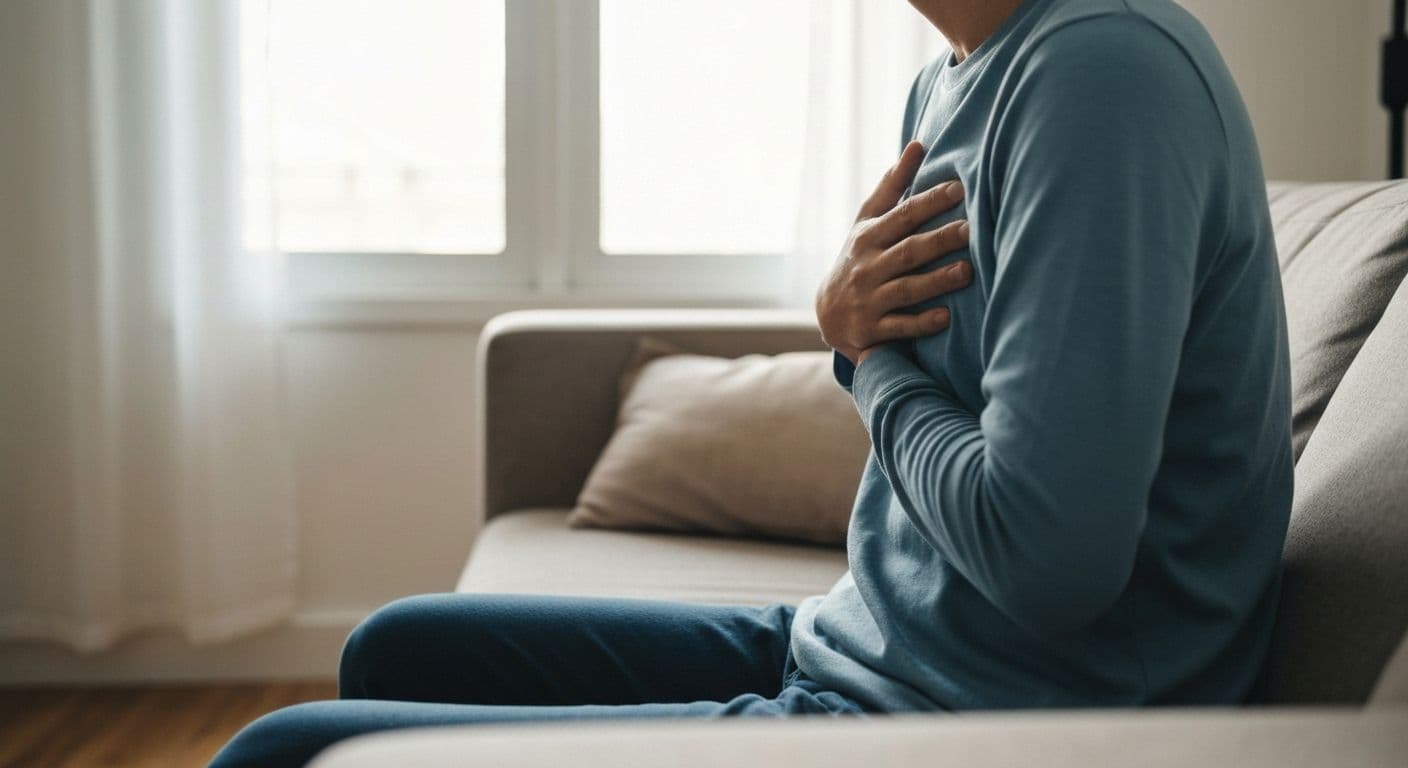 Person practicing mindful breathing technique to learn how to get over the hurt of a breakup and ease physical pain