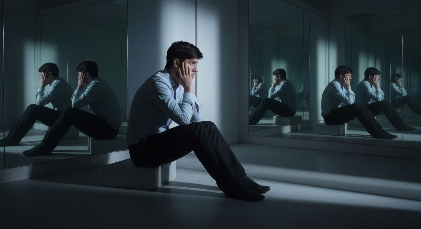 Person reflecting thoughtfully showing examples of negative self awareness and self-reflection patterns