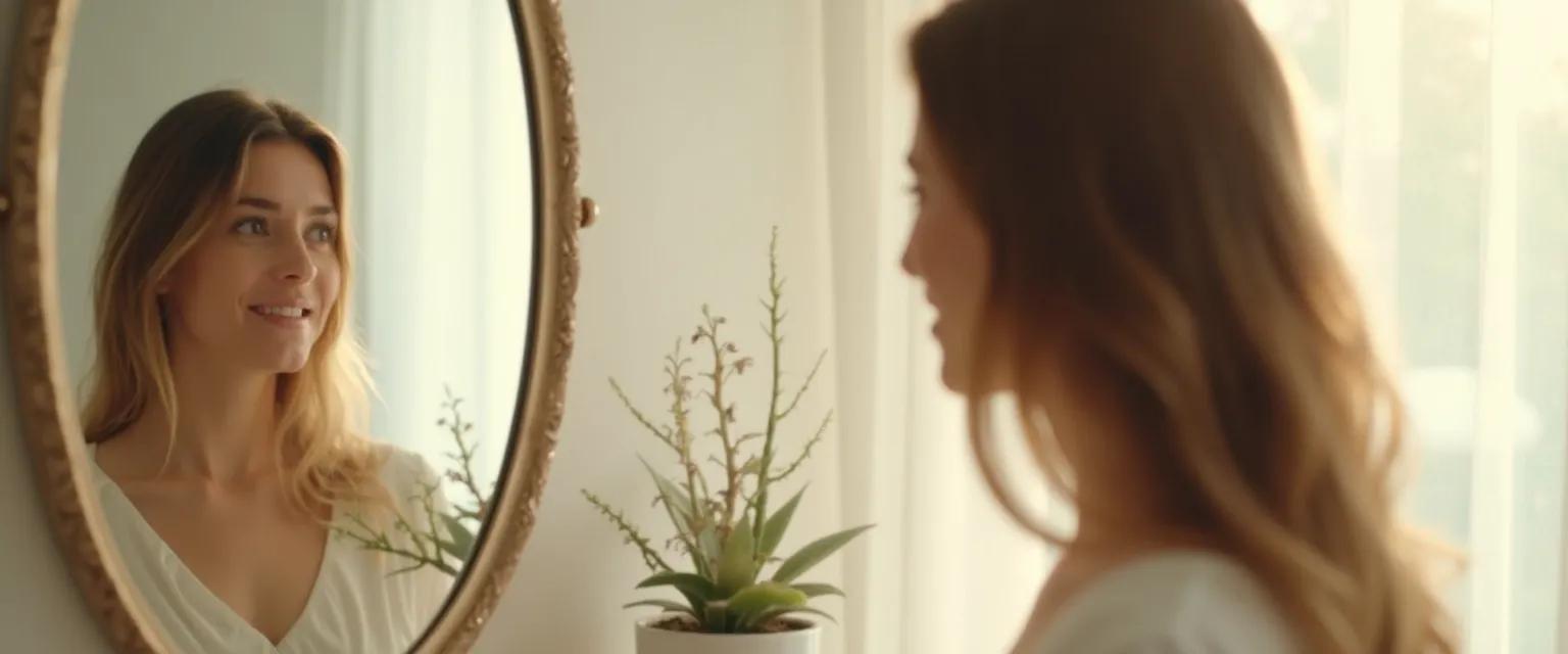 Person using the Mirror Moment Method to improve self-awareness skills during conversation