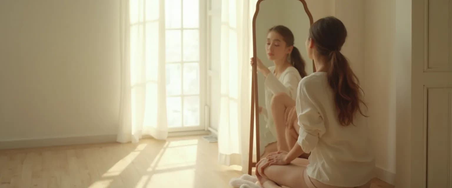 Person practicing the mirror technique to increase self-awareness with one simple fix