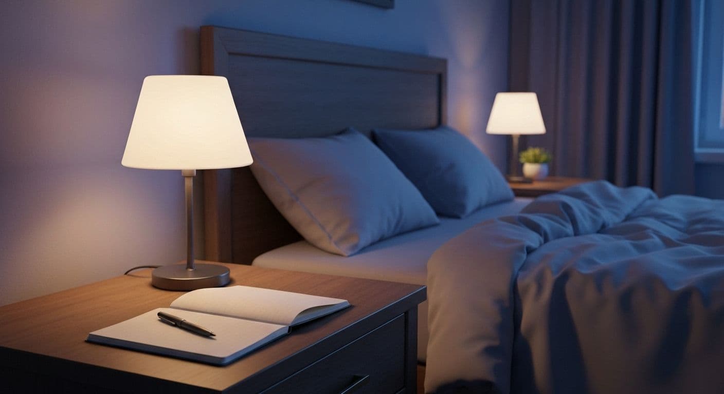 Person practicing mind clearing techniques before bed for better sleep quality