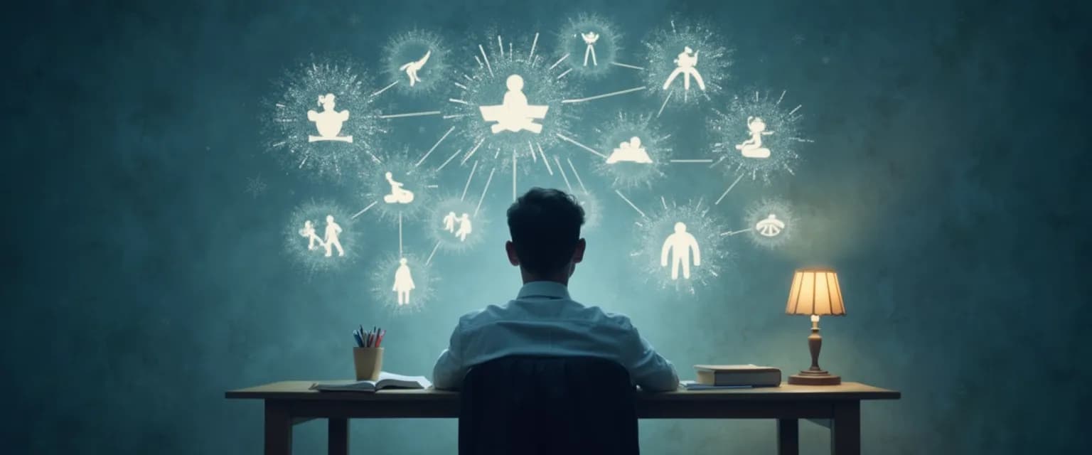 Person engaged in everyday activities that develop metacognition and self-awareness