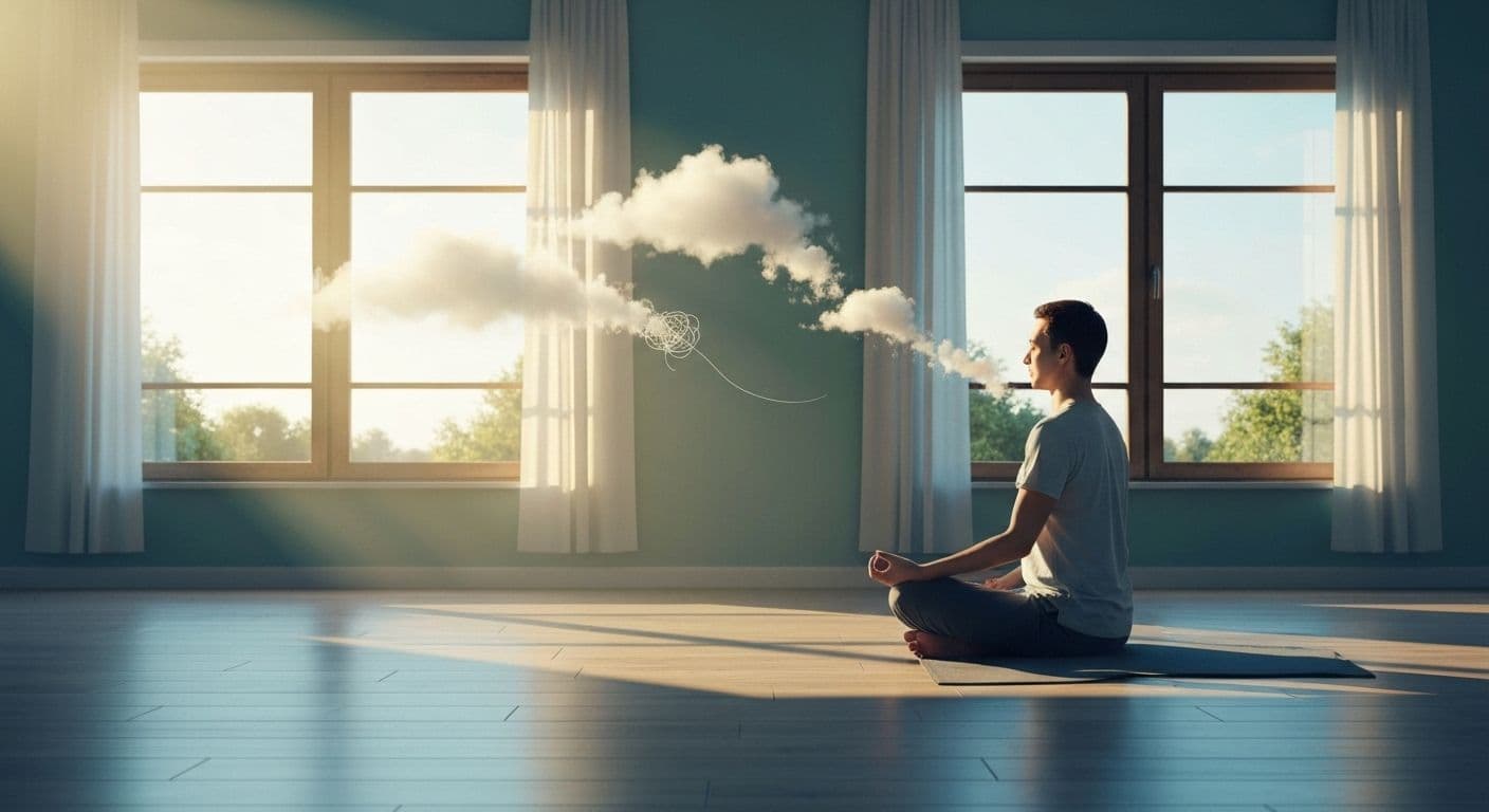 Person practicing mindfulness cognitive therapy techniques to overcome persistent worry patterns