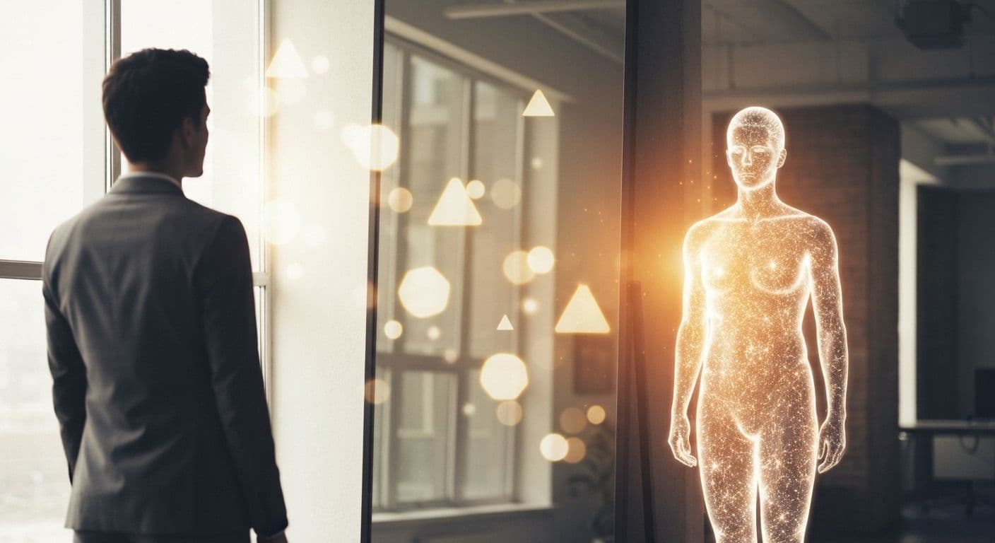 Professional reflecting on emotions showing summary of self awareness in workplace setting