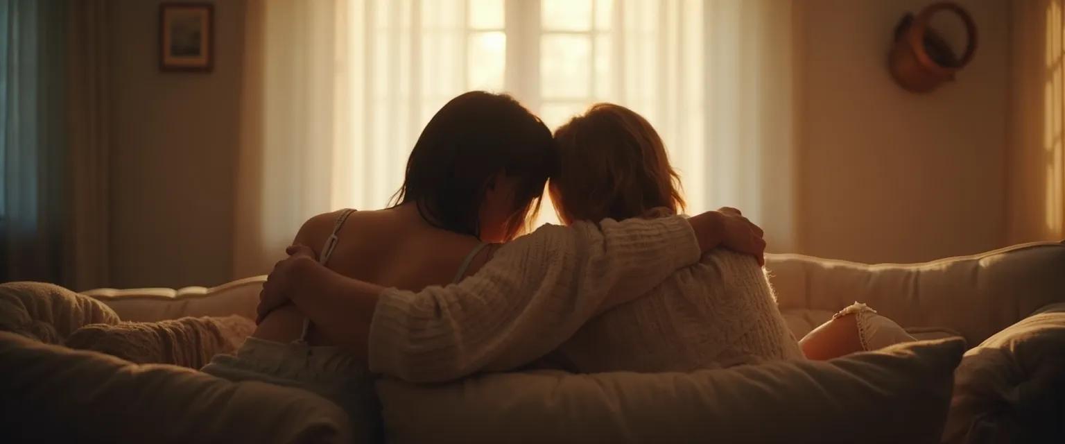 Supportive person comforting someone who lost a grandparent with healing words