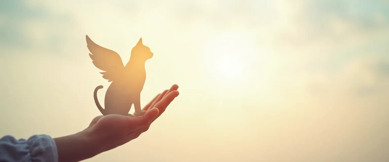 Child drawing a cat with wings while coping with loss of cat through transformation activities