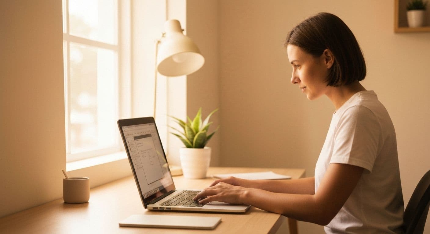 Remote worker practicing Kaha Mind focus techniques in home office environment to overcome distractions