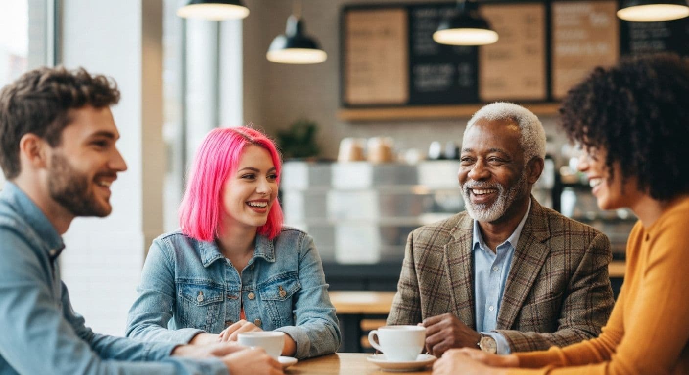 Person demonstrating emotional intelligence and social awareness by reading body language in a group setting