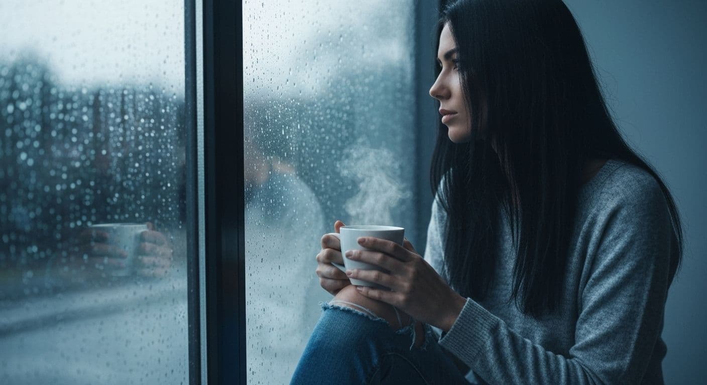 Person looking reflective while processing emotions, representing being sad after breaking up with someone
