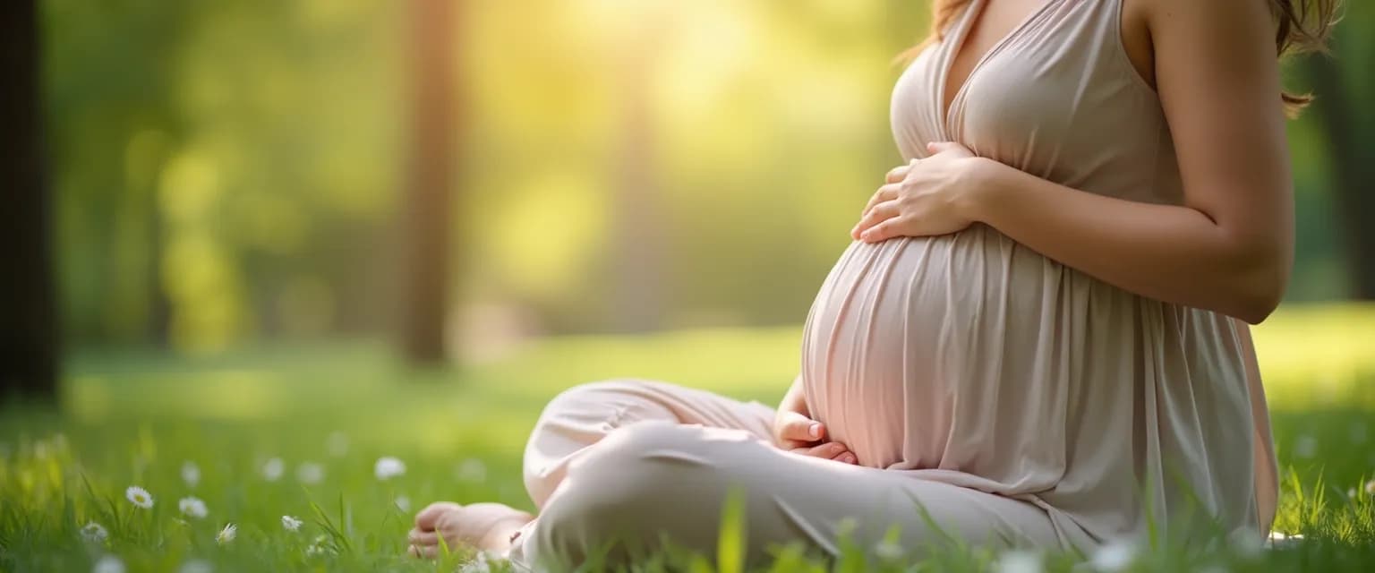 Pregnant woman practicing Mind the Bump mindfulness techniques for anxiety relief