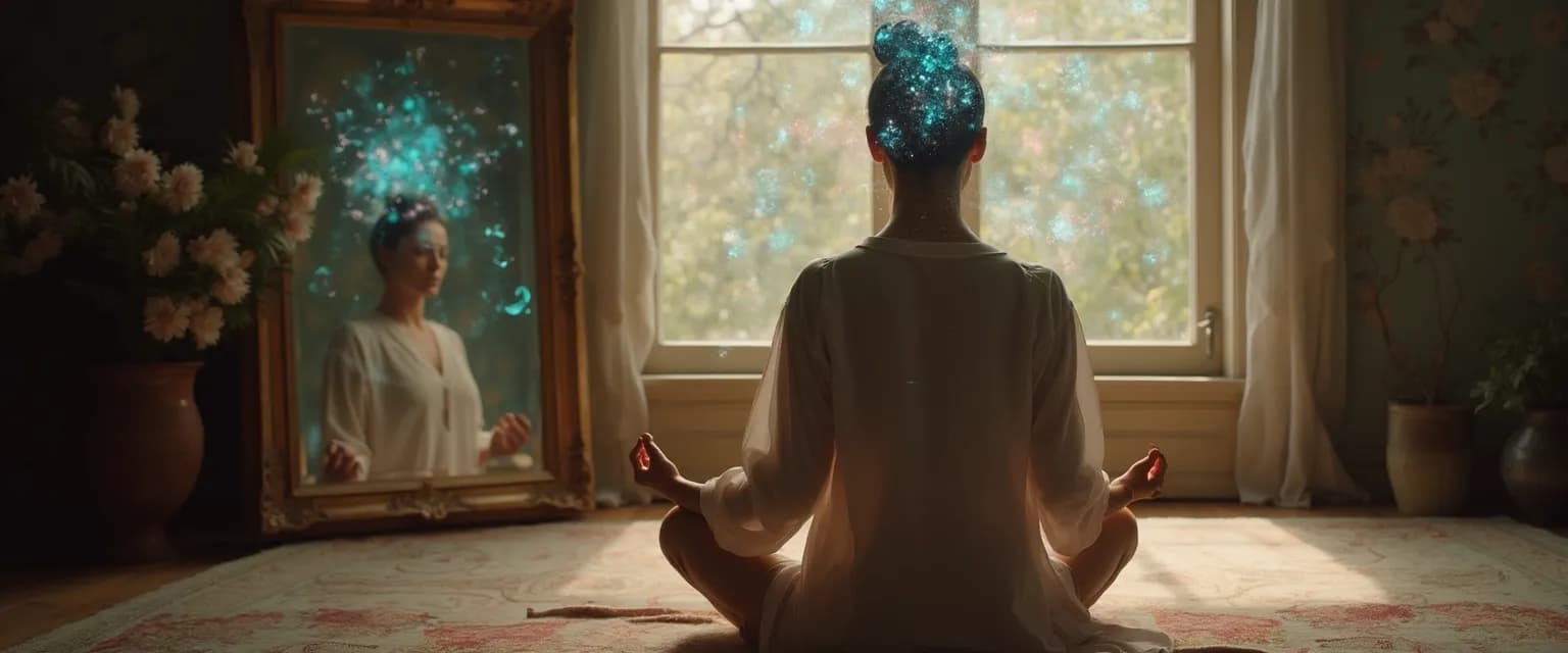 Person practicing mirror moment exercise showing self awareness is key to emotional growth