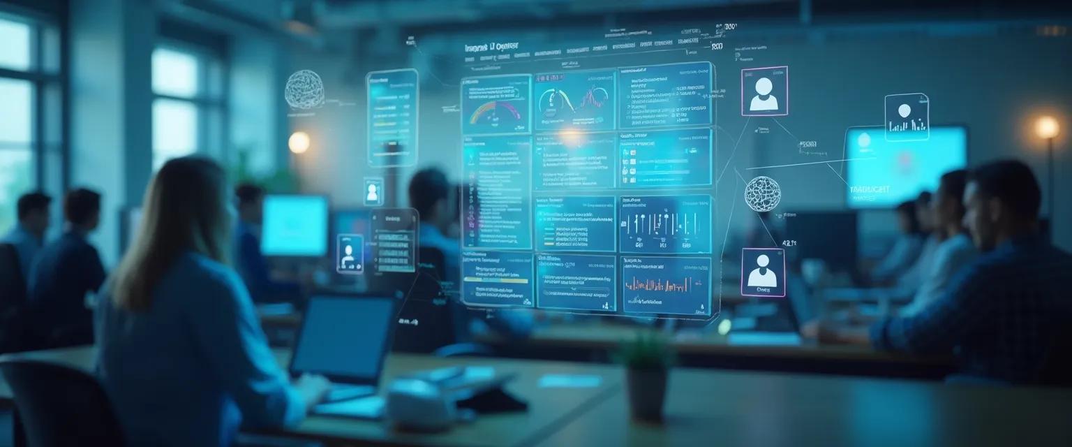 Team collaborating during human resources management app implementation