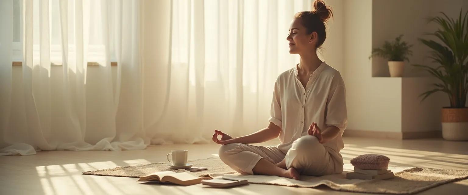 Person practicing a 3-minute ritual on the mindful path to self-compassion
