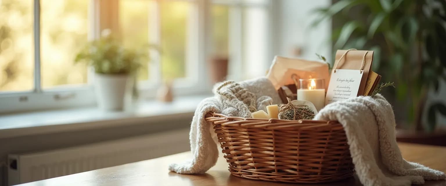 Thoughtful gift basket for grieving friend with comfort items and personal touches