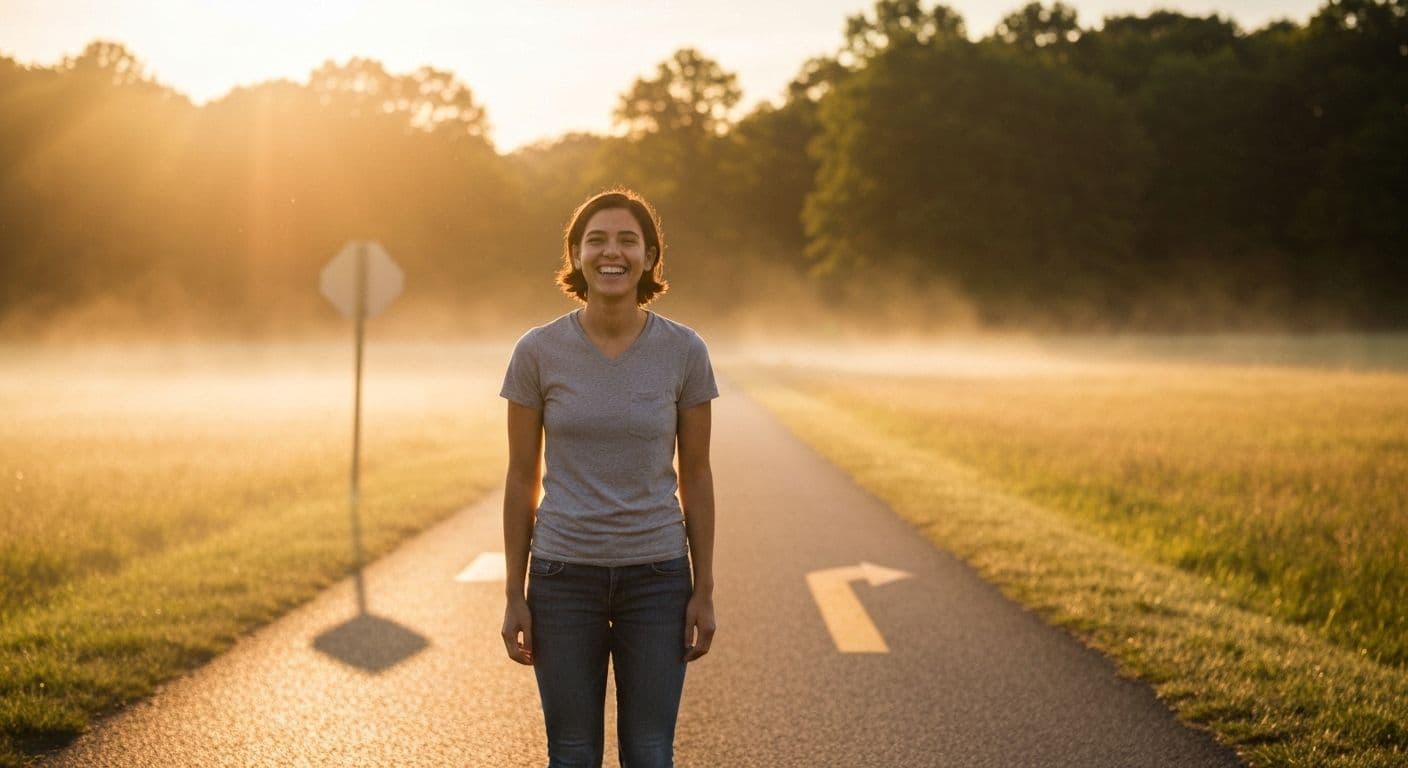 Person looking forward with determination after a breakup, symbolizing active emotional recovery and moving on