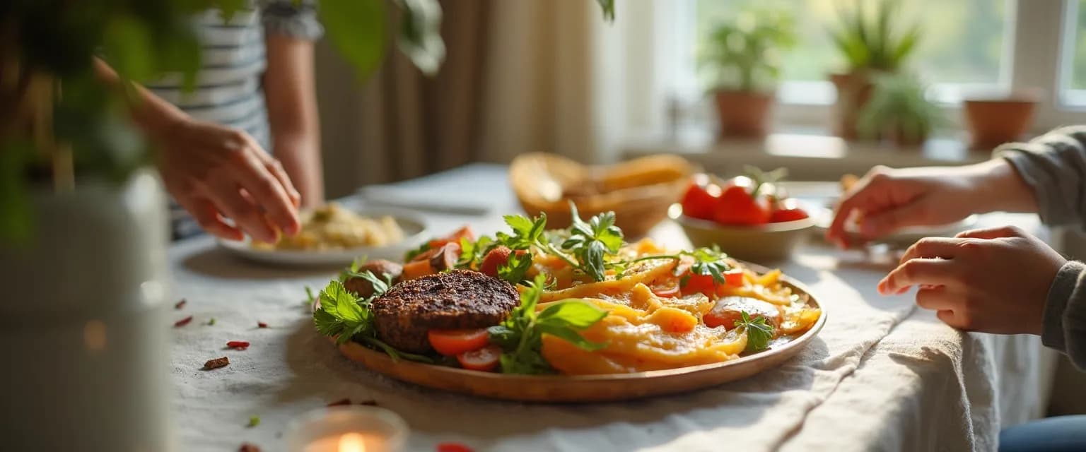 Person enjoying a mind relaxing digital detox dinner with mindful eating practices