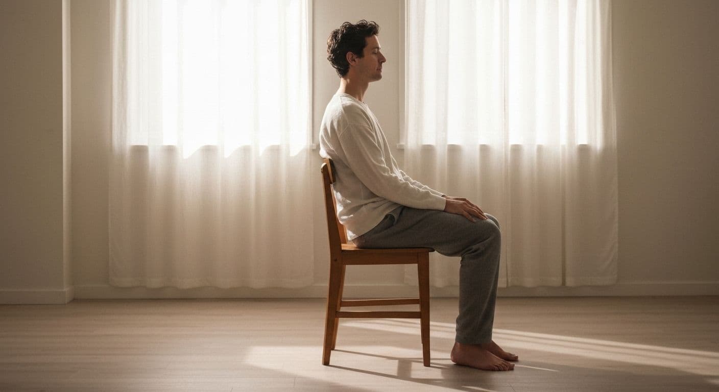 Person practicing mindfulness in plain English without complicated jargon or spiritual terms