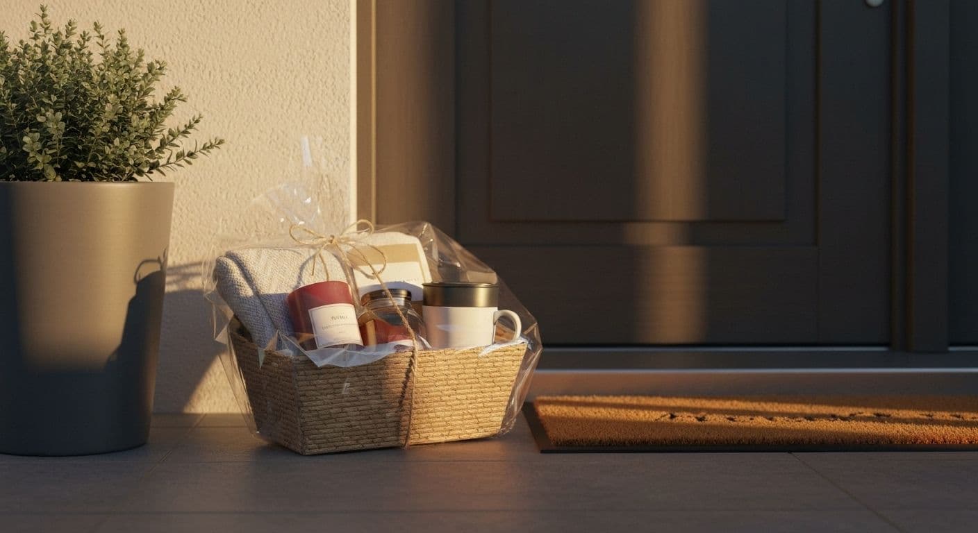 Thoughtful comfort gift box showing what to send to grieving friend living alone