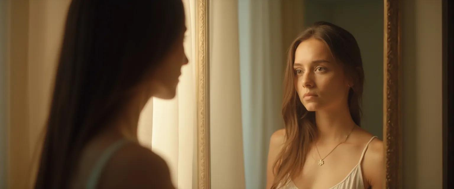 Person discovering blind spots and overcoming low self-awareness through reflection exercises