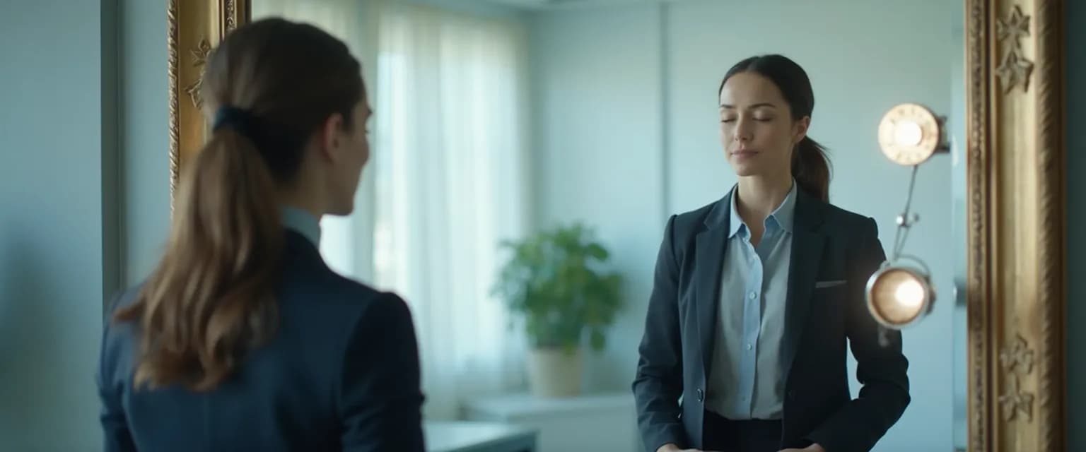 Professional practicing self-awareness and management techniques during busy workday