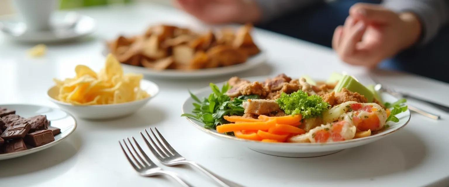 Person practicing mindfulness and self awareness while eating a healthy meal