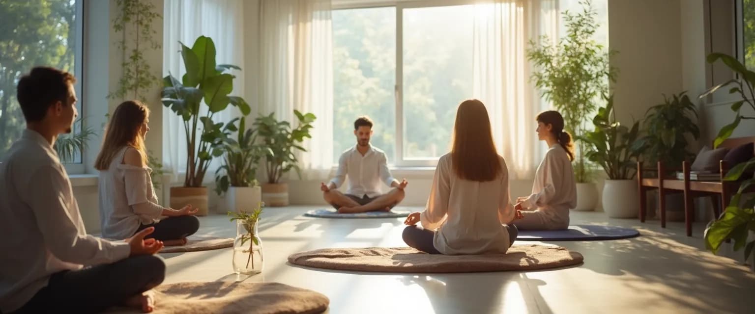 Team members enjoying a dedicated mindfulness center in an office workspace