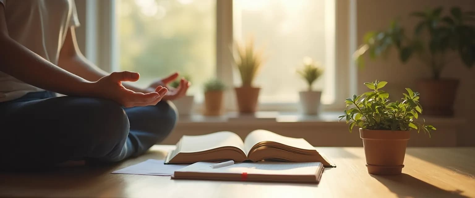 Student practicing self-awareness in learning while studying with a notebook