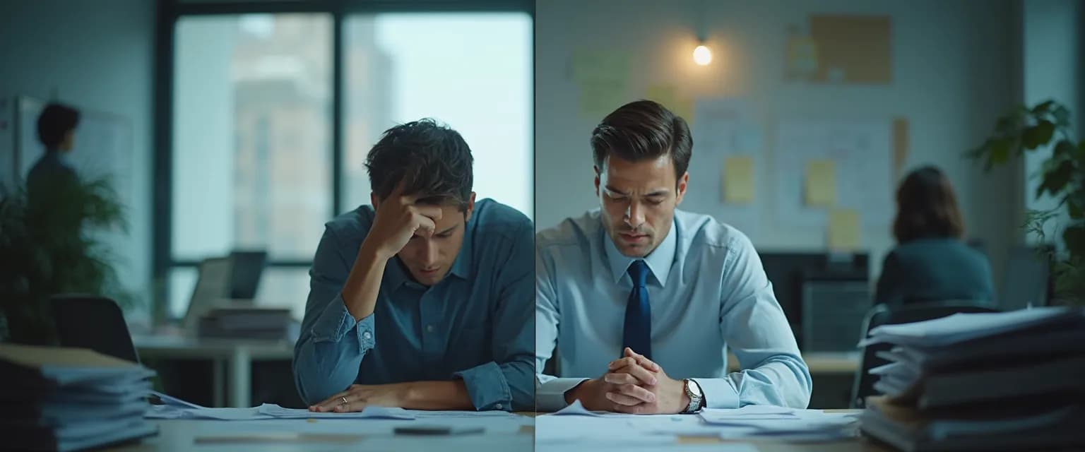 Manager recognizing signs of declining employee well-being in workplace meeting