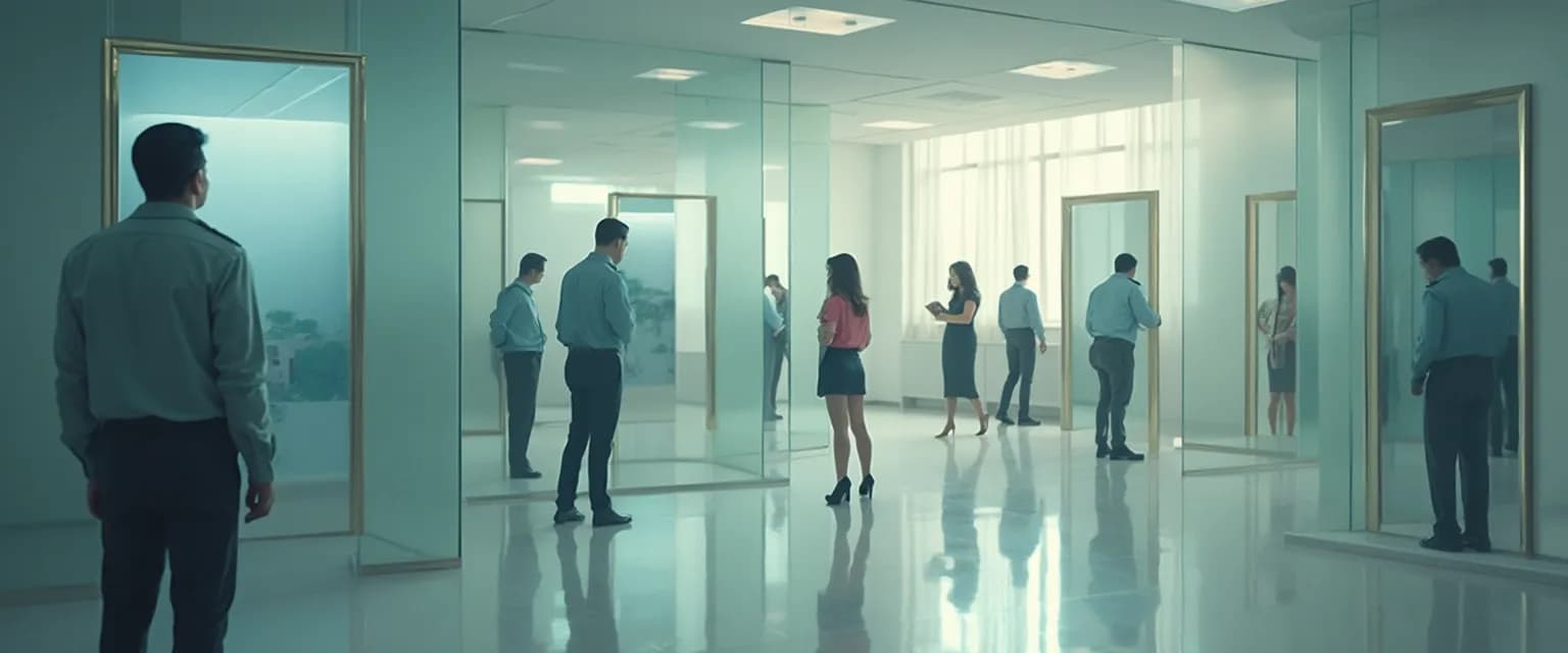 Professional practicing self-awareness skills during a workplace meeting