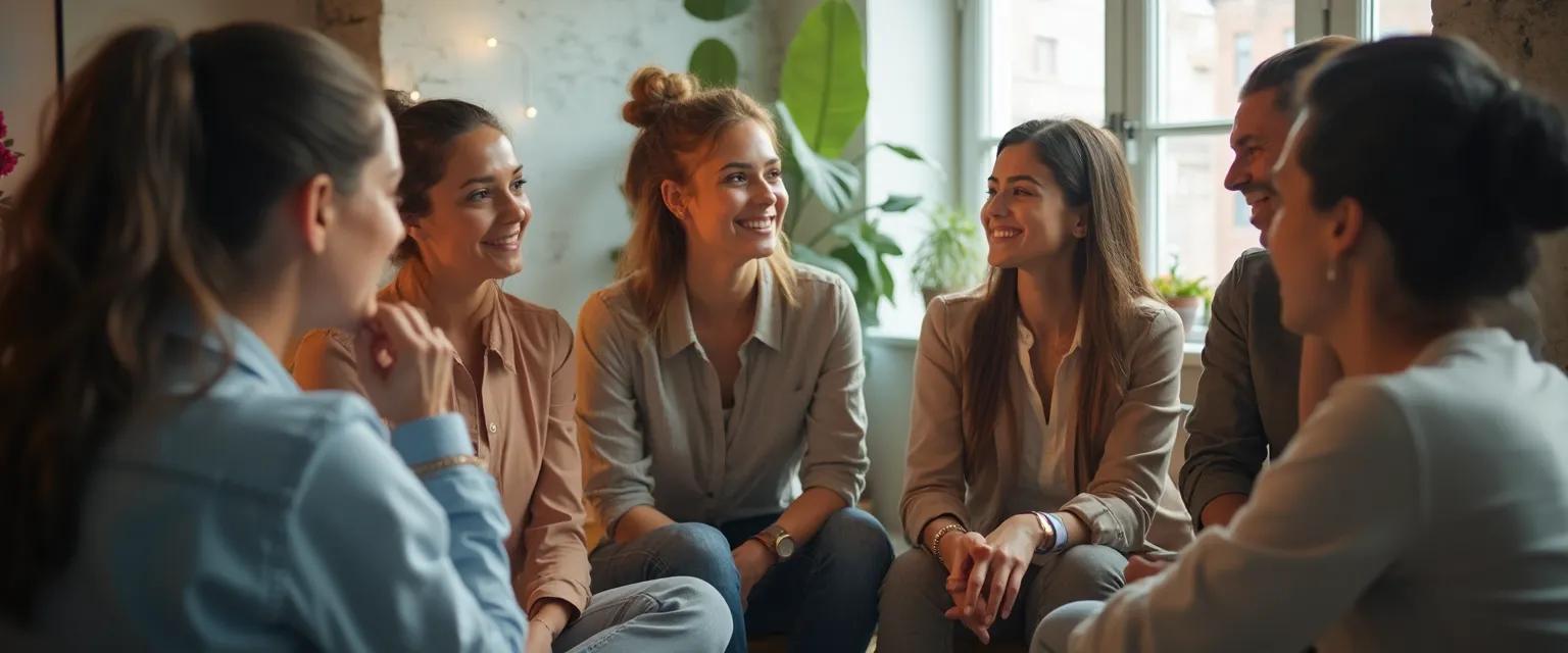 Team engaging in mindful speaking and listening games to improve workplace communication