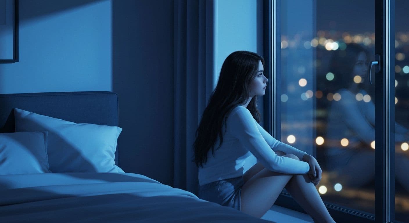 Person practicing calming evening routine to manage feeling depressed over breakup at night