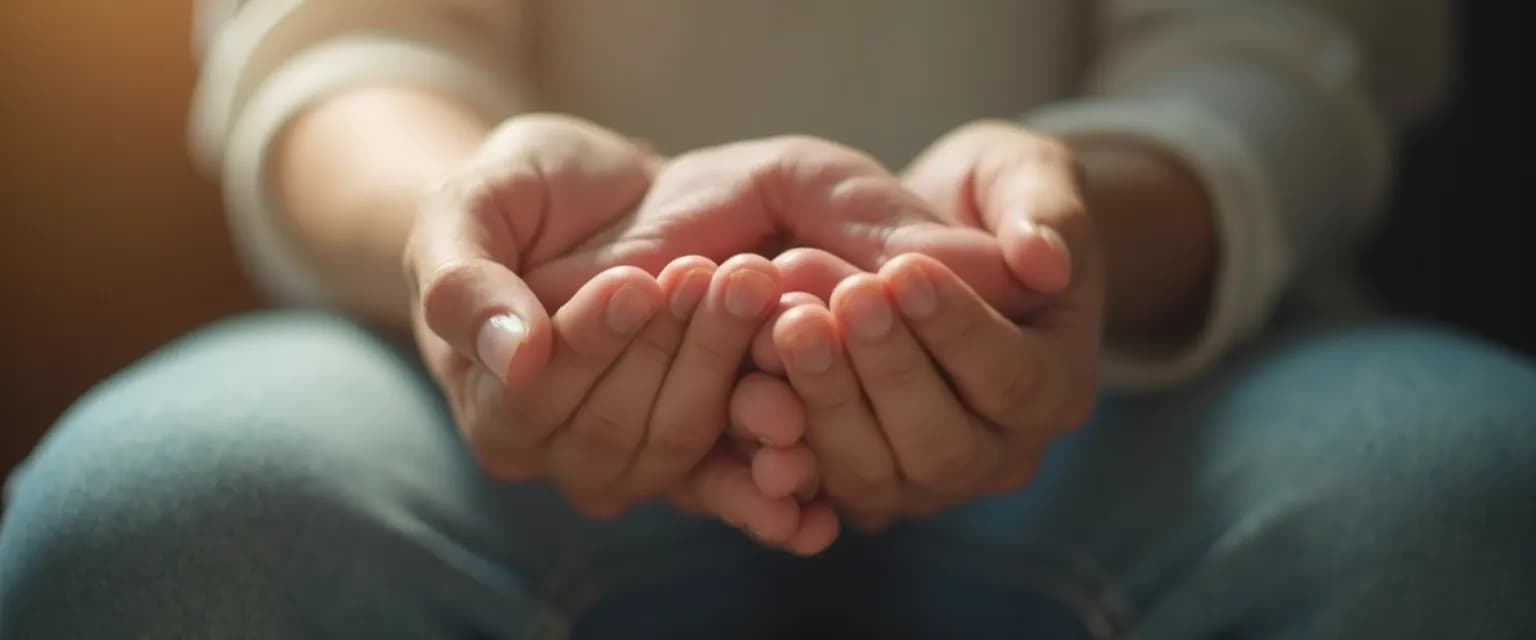 Person comforting someone with supportive words to say when someone is grieving