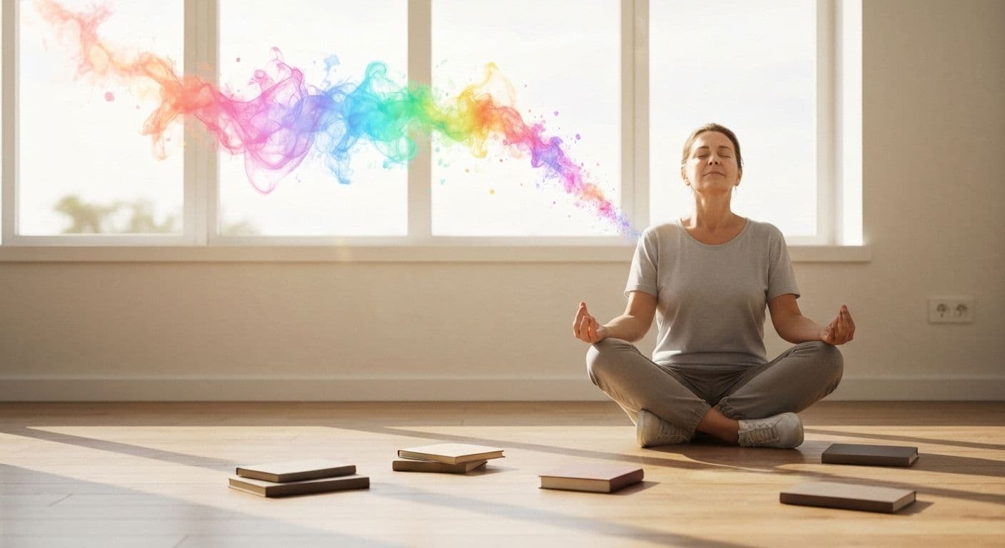 Person with open arms embracing beginner's mindset and rediscovering learning joy