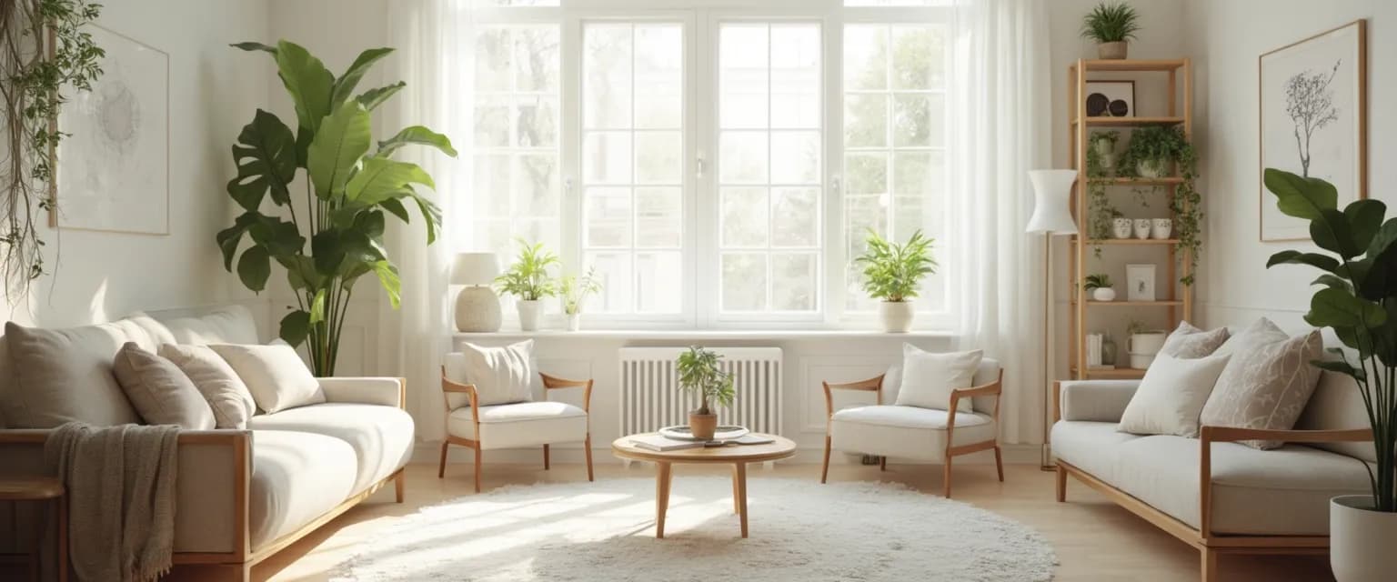 Living room transformed using anxiety and human design elements for a calming environment