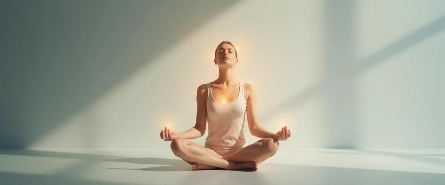 Person practicing self-awareness therapy through body scanning meditation in a comfortable position