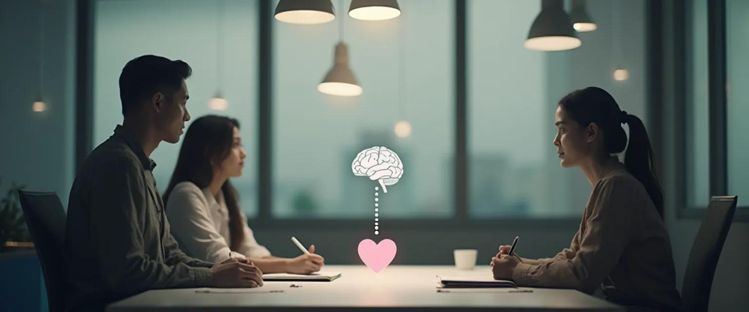 Introvert professional developing emotional intelligence in the workplace through mindful observation