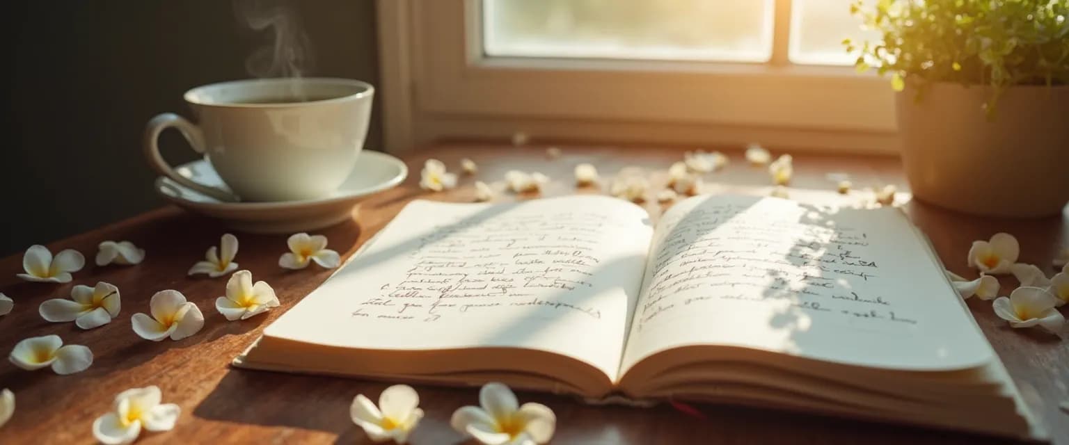 Woman reading Notes on Heartbreak by Annie Lord while reflecting on personal healing