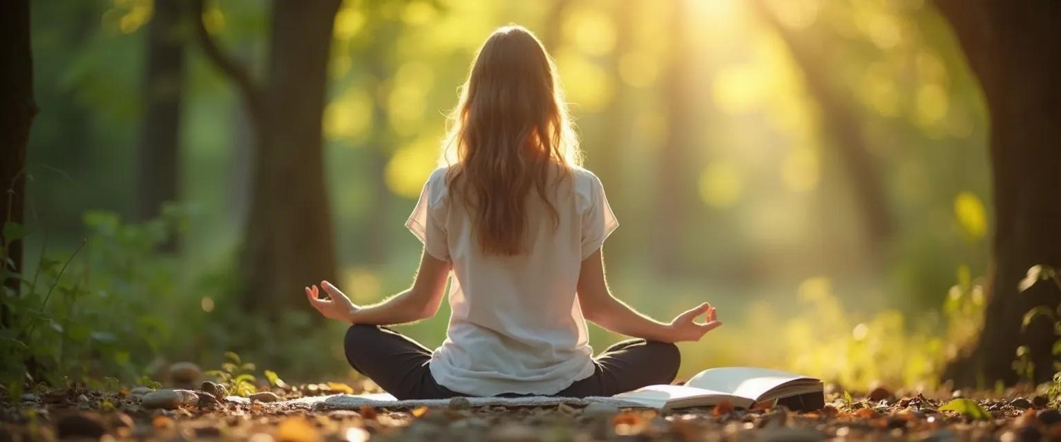 Person practicing mindfulness during 15 days self awareness challenge