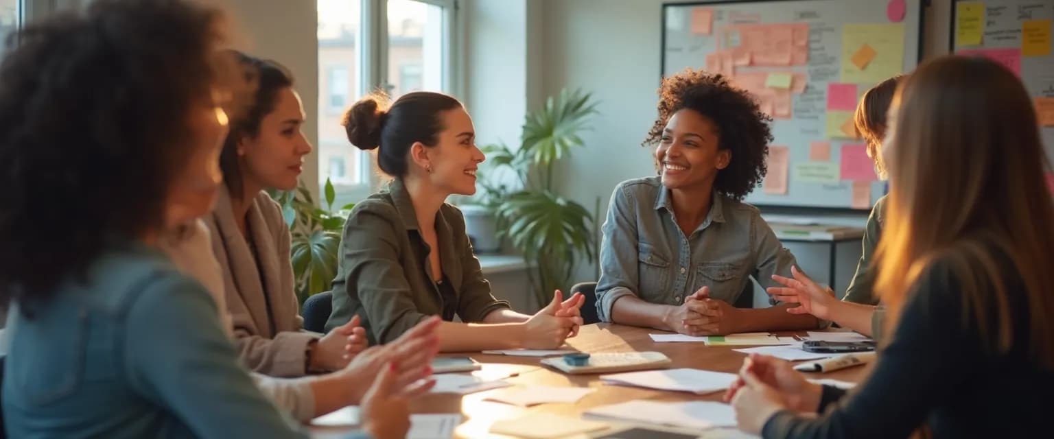 Team practicing emotional intelligence exercises during a workplace meeting