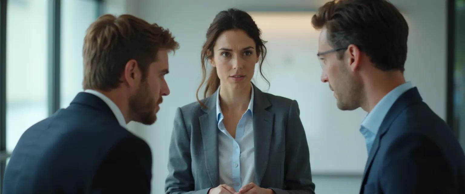 Colleagues using emotional intelligence in the office to resolve workplace tension