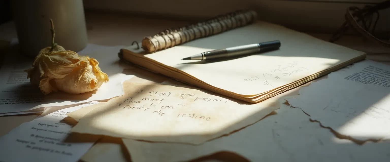 Person writing in journal using personalized grief writing prompts for healing after loss