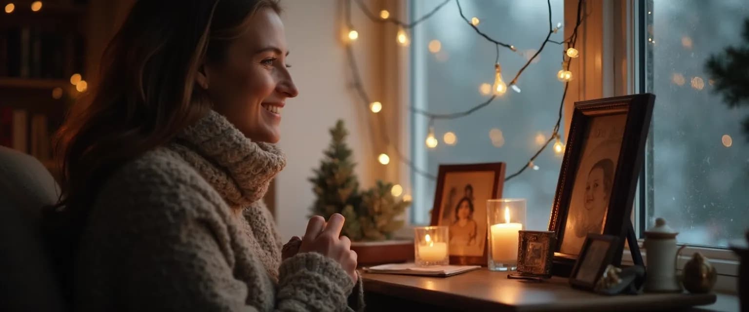 Person creating new holiday traditions while grieving a parent