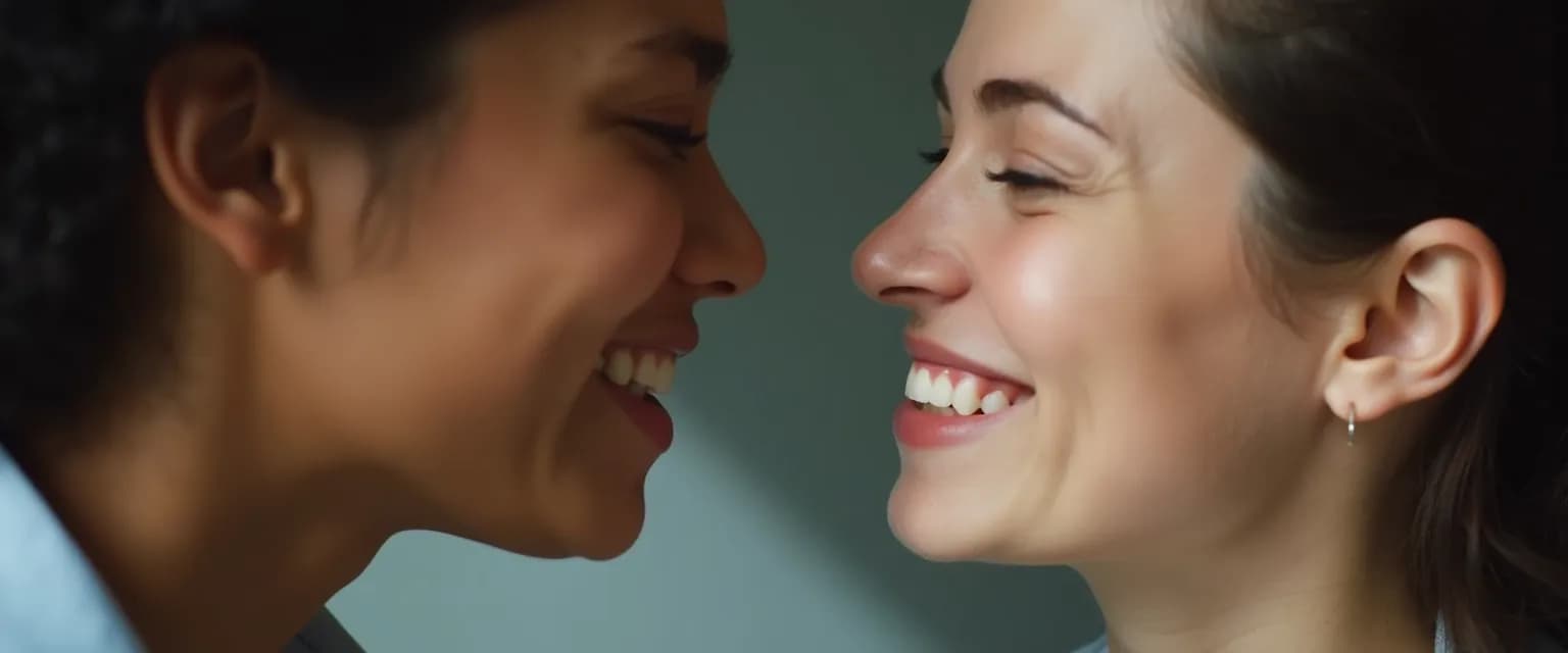 Couple practicing the Pause Breathe Smile technique during a heated discussion