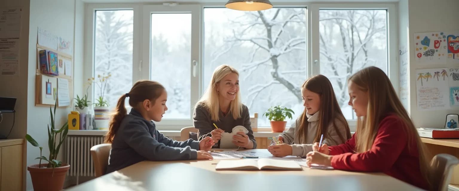 Finnish students enjoying collaborative learning as highlighted in World Happiness Report 2021