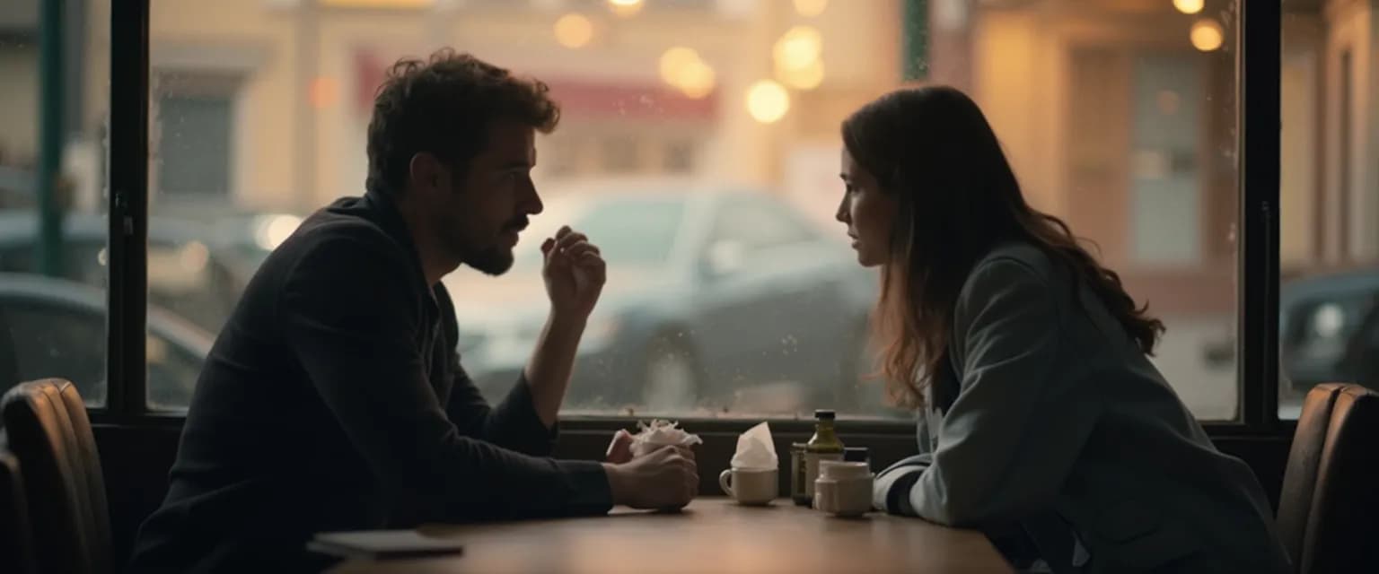 Couple experiencing breakup to makeup moment during reconciliation conversation